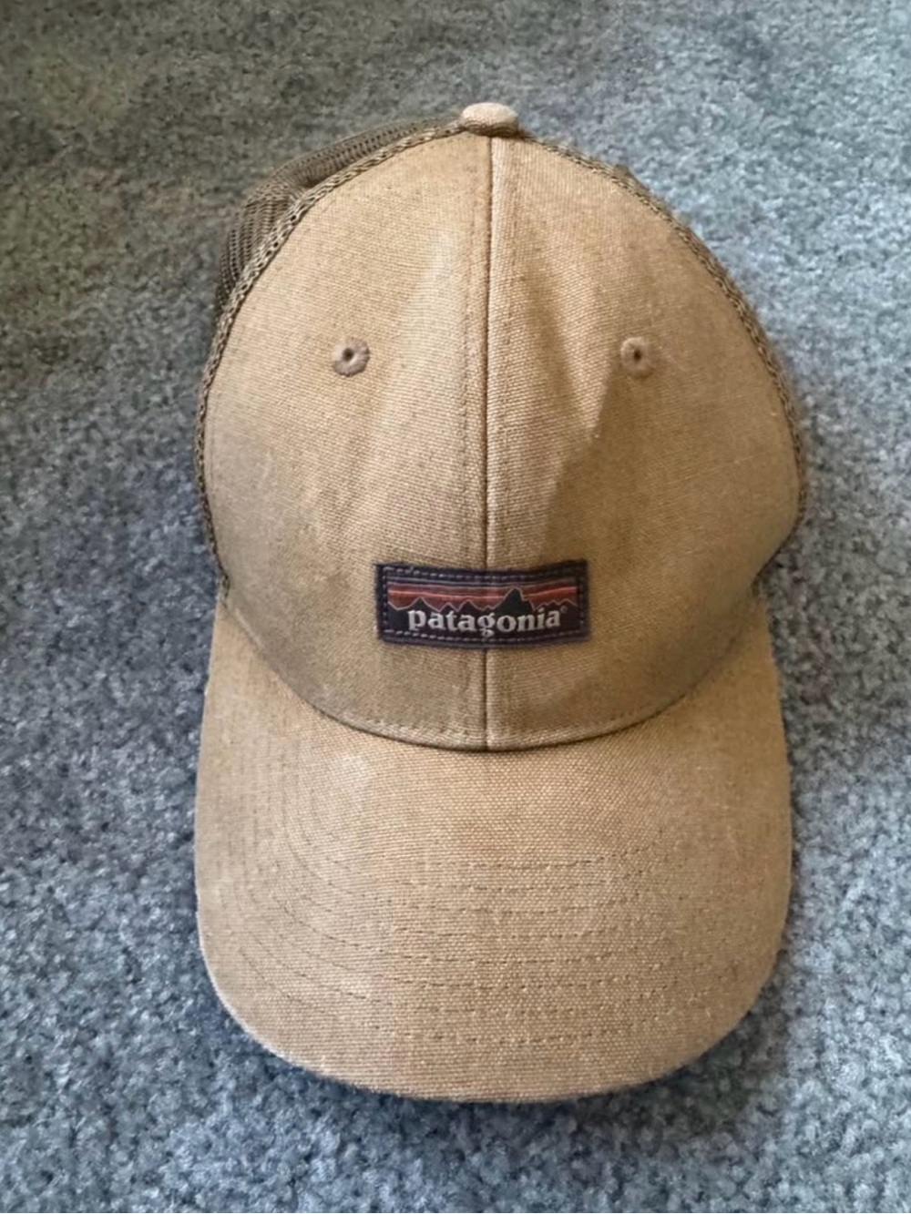 Patagonia Tan Canvas Trucker Hat with Logo Patch - Picture 2 of 3
